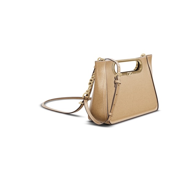 Michael Chelsea Large Leather Convertible Clutch Pale Gold - Picture 2 of 10